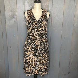 Jones New York Animal Print Ruffle Sleeveless Dress Size 10